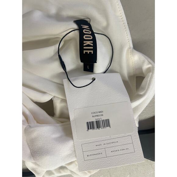 NWT Nookie Sz L Coco Ivory Cut Out Strappy One Shoulder Cocktail Midi Dress - Picture 6 of 6